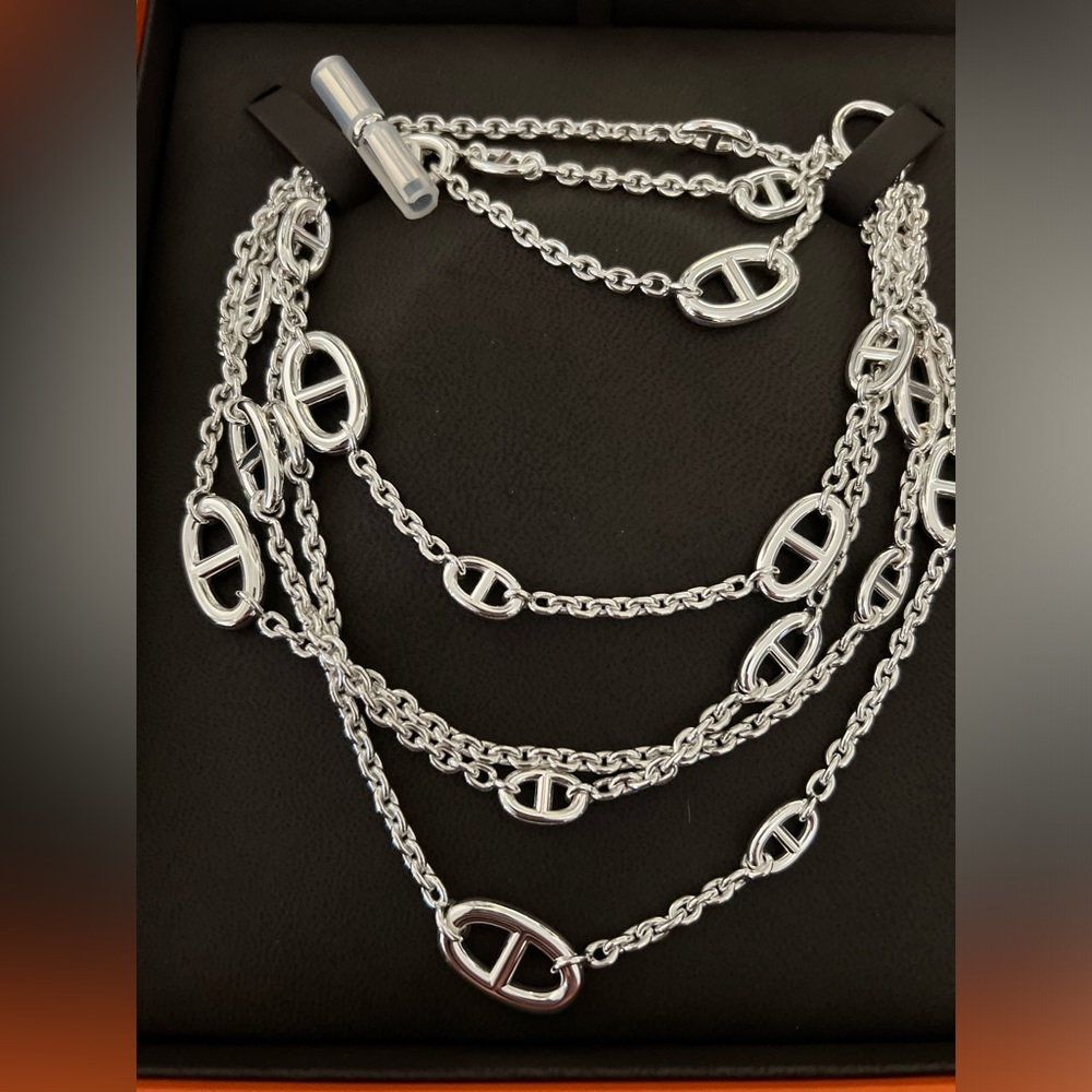 New Hermes Silver Farandole Rope Necklace 160cm - Brand new in Box